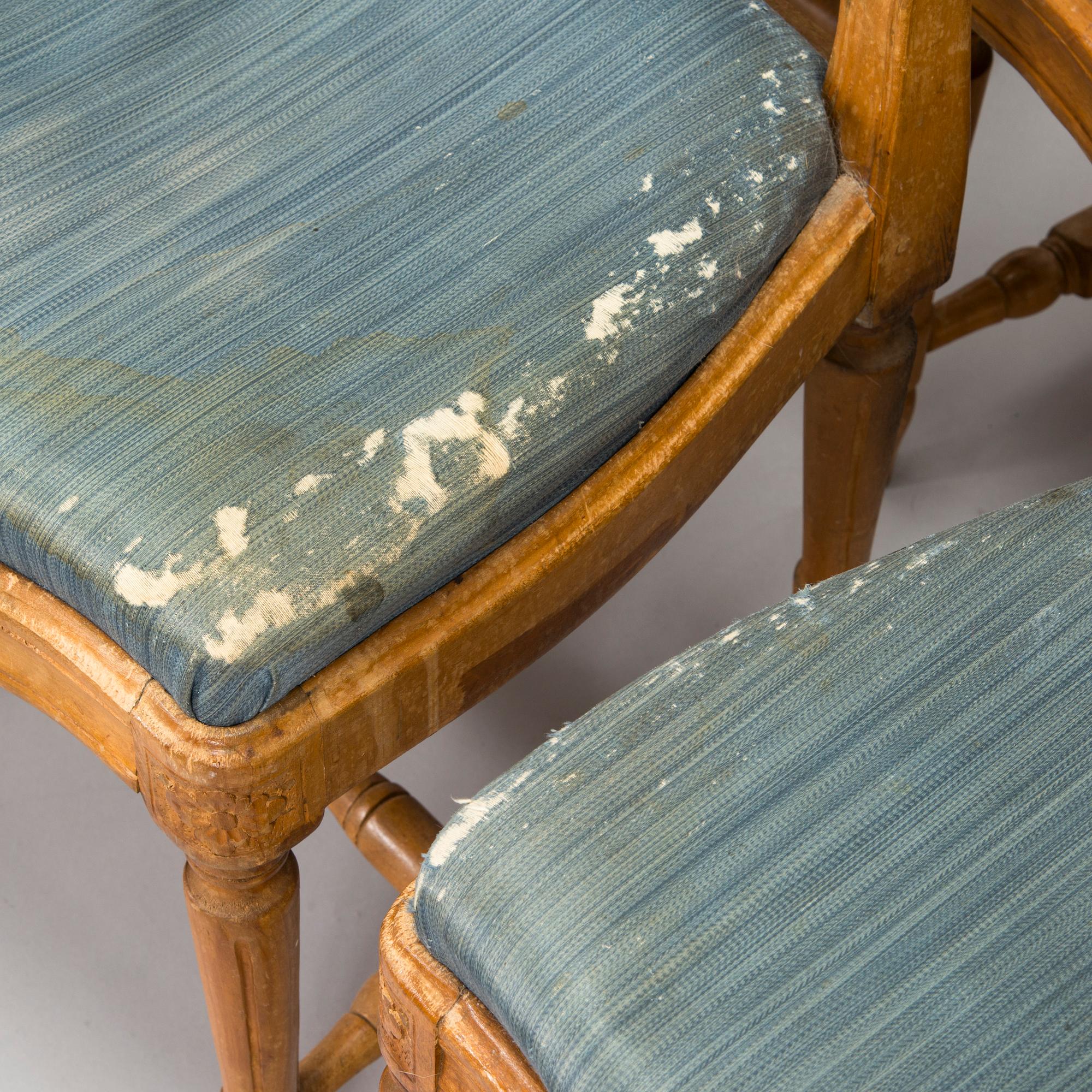 Eight late 18th century gustavian chairs, so called medallion model.