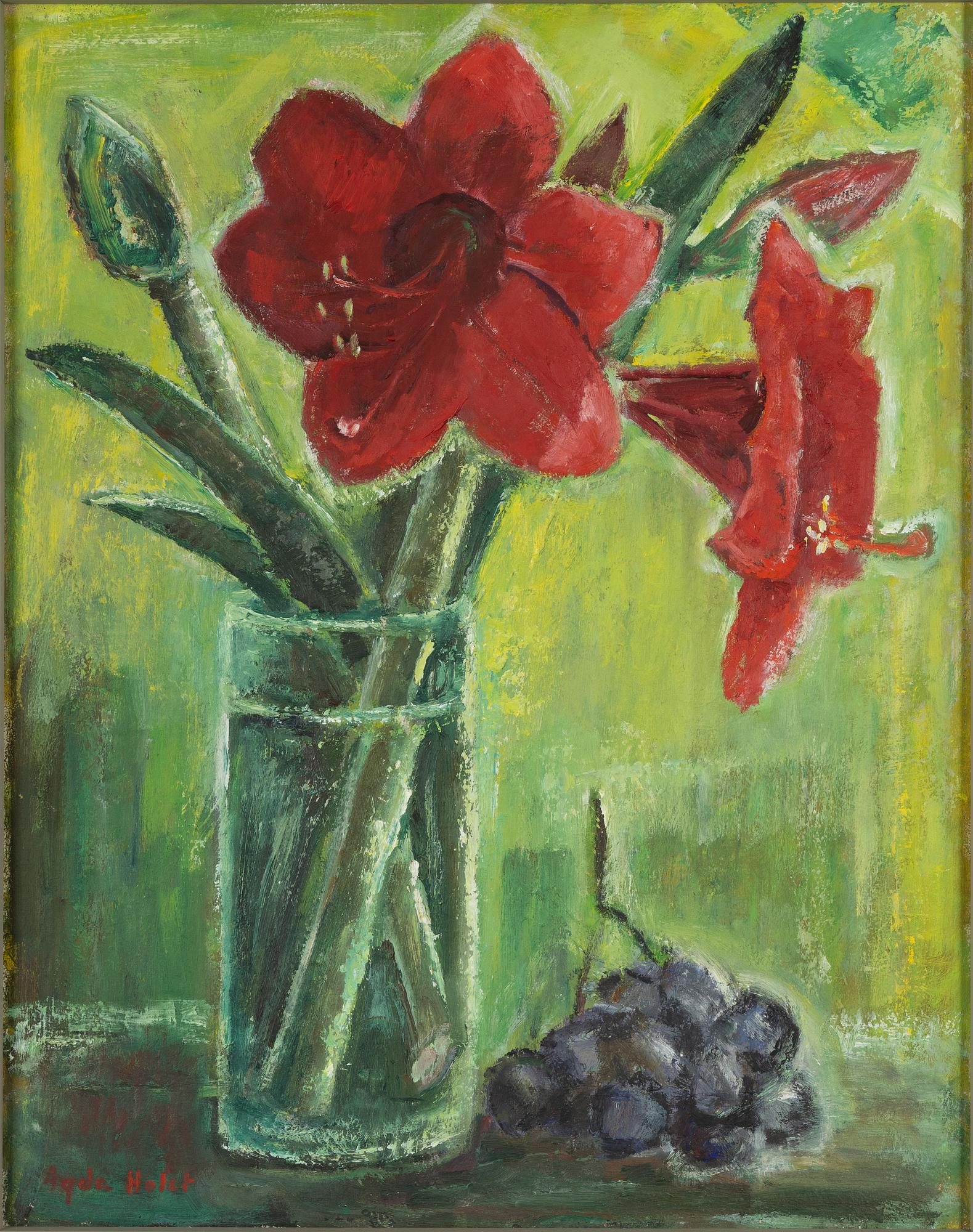 Agda Holst, "Red amaryllis in vase".