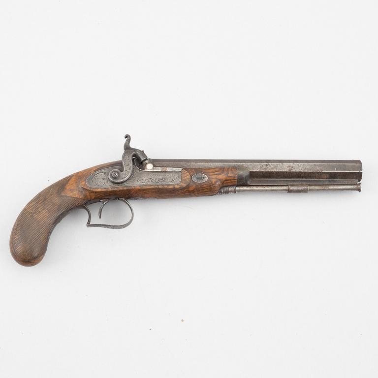 Percussion pistol, Robert Wheeler & Son, Birmingham, 1830s/40s.