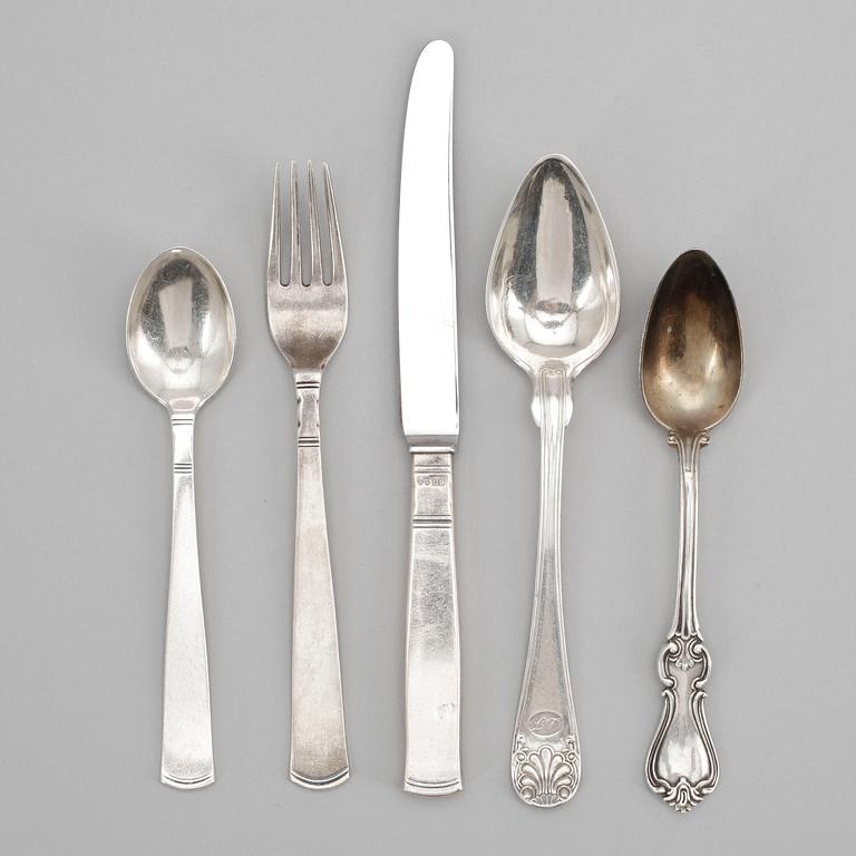 PARTI BESTICK, 37 delar, silver, bla "Rosenholm", 1800-1900-tal. Tot ca 820 gram.