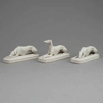 THREE PARIAN PAPER WEIGHTS, one marked Gustafsberg, ca 1900.