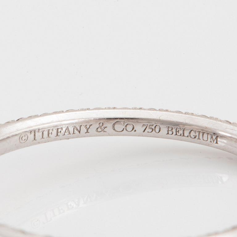 A pair of Tiffany "Metro" 18K white gold hoops set with round brilliant-cut diamonds.