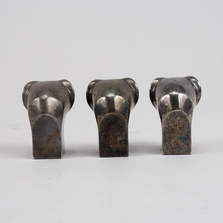 Gunnar Cyrén, three silver plated zinc figurines, Dansk Designs, Japan.