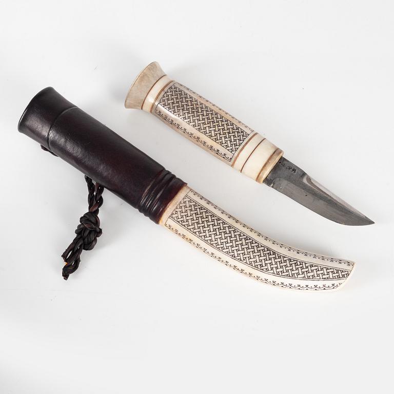 Ingrid Åman, a half-horn knife, signed, 2021.