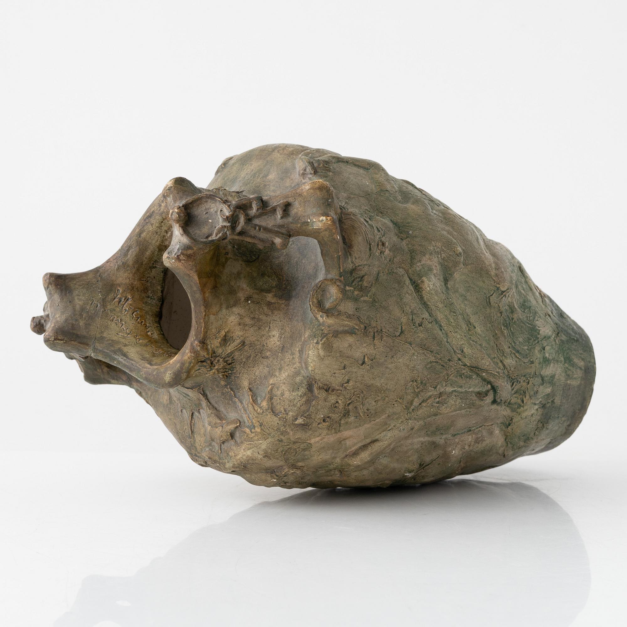 Agnes de Frumerie, an Art Nouveau plaster vase, Paris, signed and dated -94.