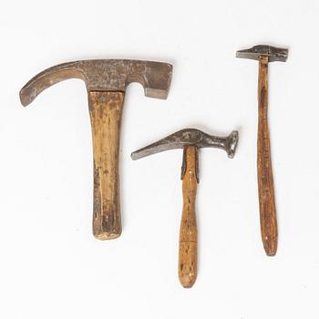 A set of three 19th century hammers.