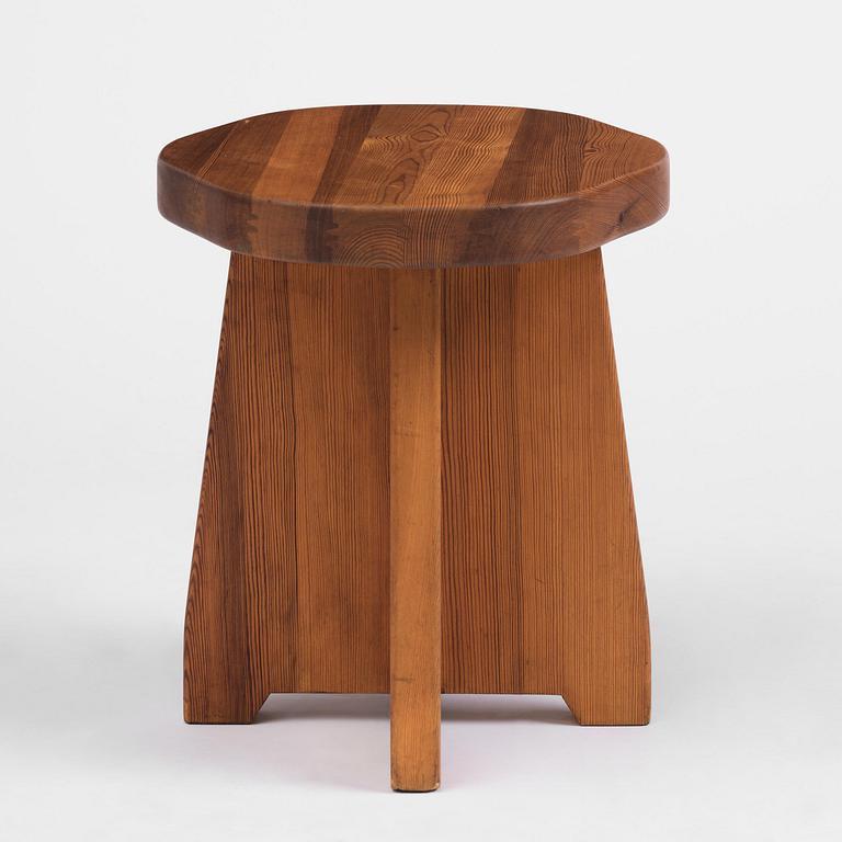 David Rosén, a stained pine "Berga" stool, Nordiska Kompaniet, Sweden, 1940s.