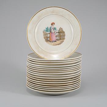 TALLRIKAR, 18 st, Rörstrand, flintgods, omkring sekelskiftet 1900.
