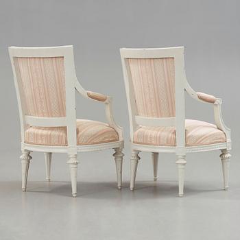 A pair of Gustavian late 18th century armchairs.