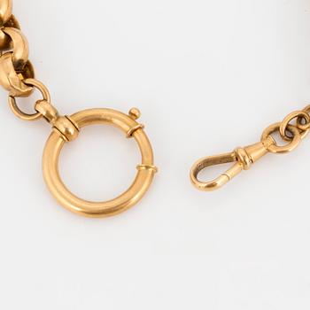 A 18 k gold pocket watch chain, dated 1927.