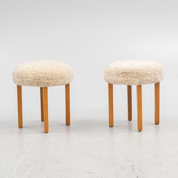 Stools, a pair, Swedish Modern, 1940s.