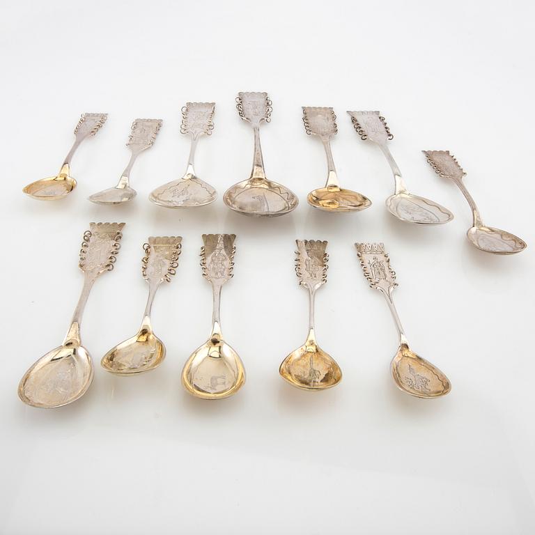 Erik Lindbäck, Nederkalix, Perssons Optician & Goldsmiths Shop, Haparanda, others, spoons 12, similar, sami work, silver.