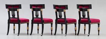 Four late Gustavian early 19th century chairs.