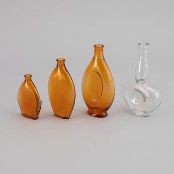 Edvin Ollers, parfymflaskor, 4 st, glas, Limmared, omkring 1930.