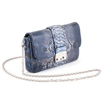 CHRISTIAN DIOR, a blue python shoulderbag / clutch.