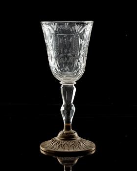 A German cut and engraved wine glass, 18th Century..