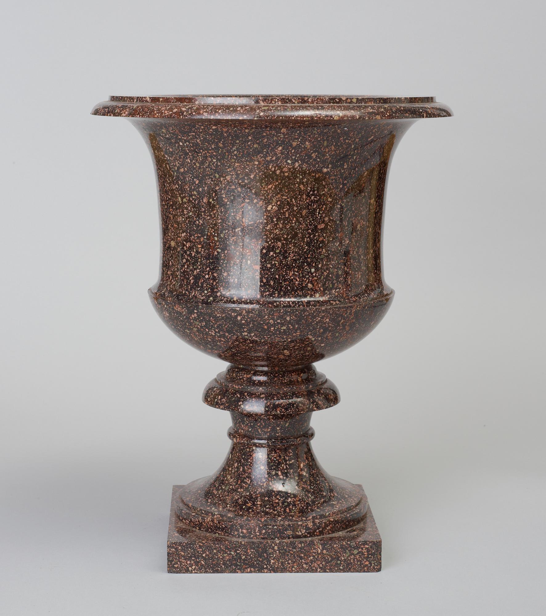 A Swedish first half 19th Century porphyry urn.