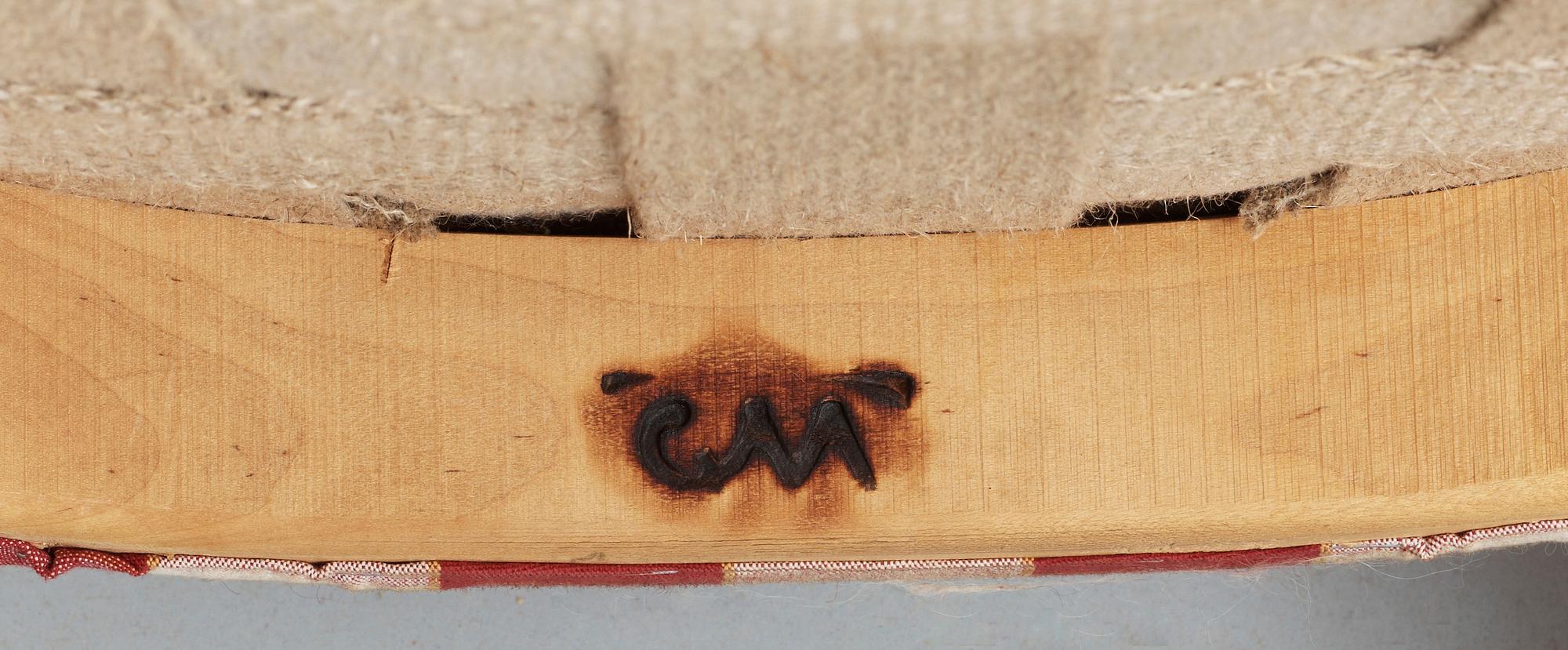 KARMSTOLAR, ett par, "Lata Greven", Carl Malmsten, Åfors Möbelfabrik, 1900-talets mitt.