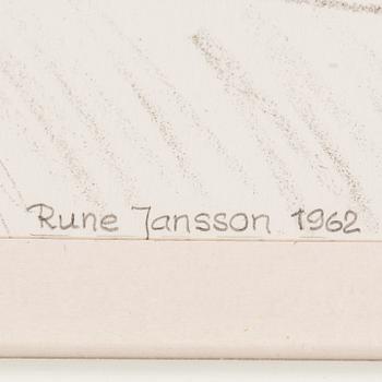 RUNE JANSSON, pastell, signerad och daterad 1962.