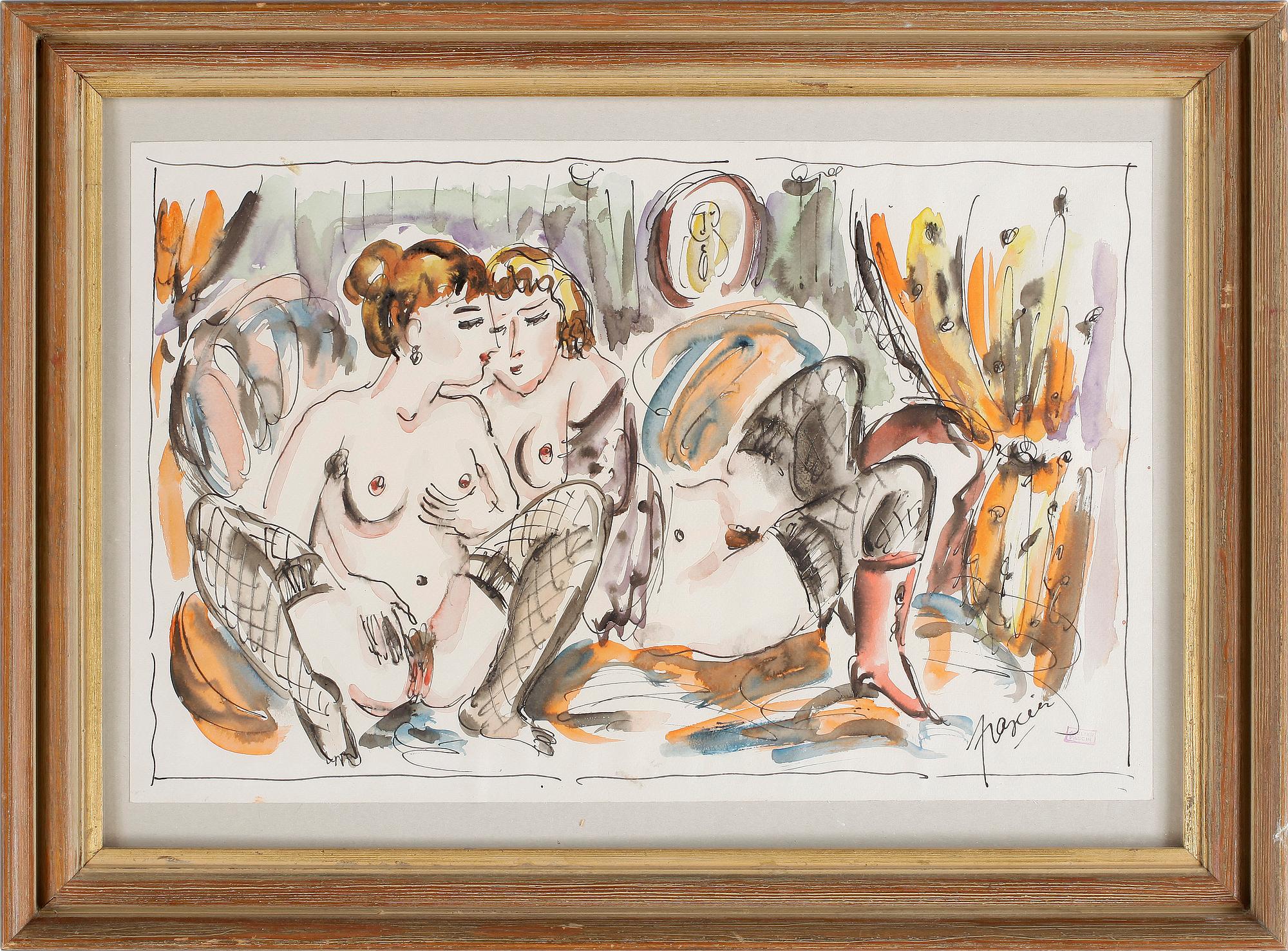 JULES PASCIN, akvarell, signerad, stämpelsignerad "Atelier Pascin".