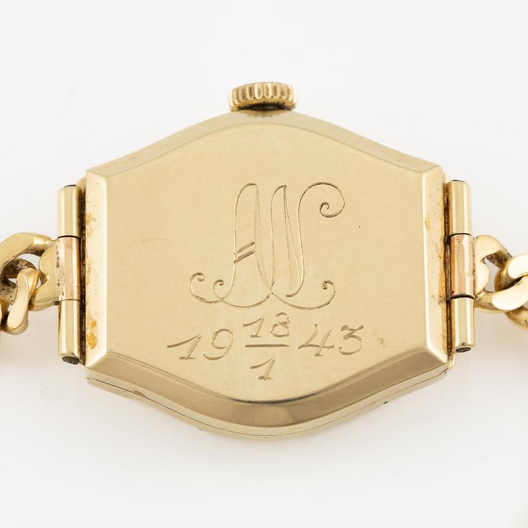 Omega, wristwatch, 14K gold, bracelet in 18K gold, 21 mm.