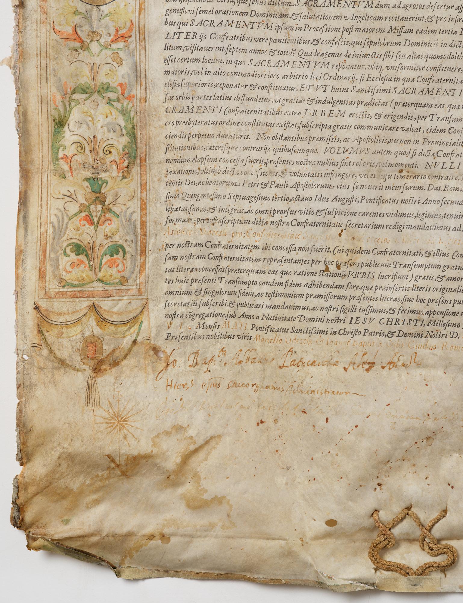 Document on vellum, Rome, 1586.