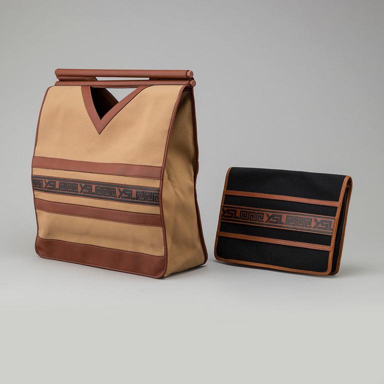 YVES SAINT LAURENT, väska samt clutch, 1970-tal.