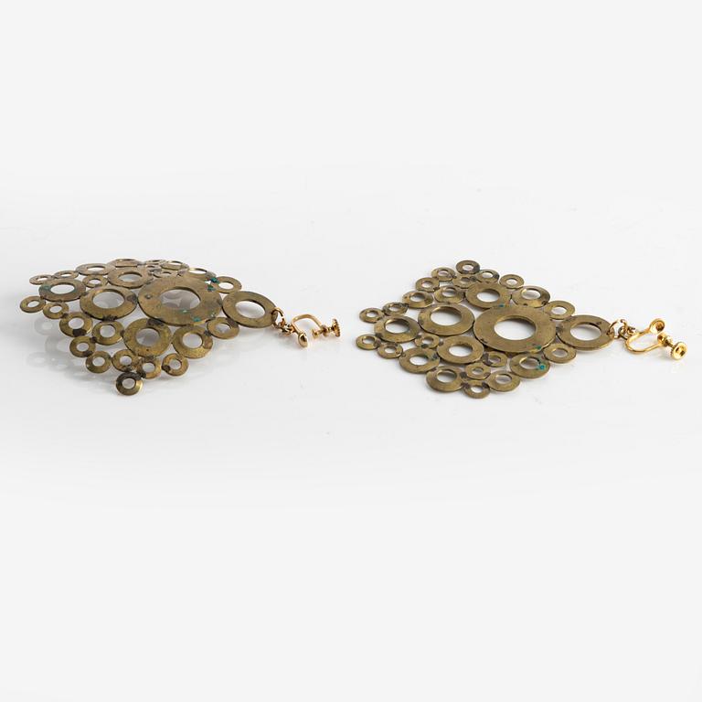 Siv Lagerström, necklace and earrings, gilded brass.