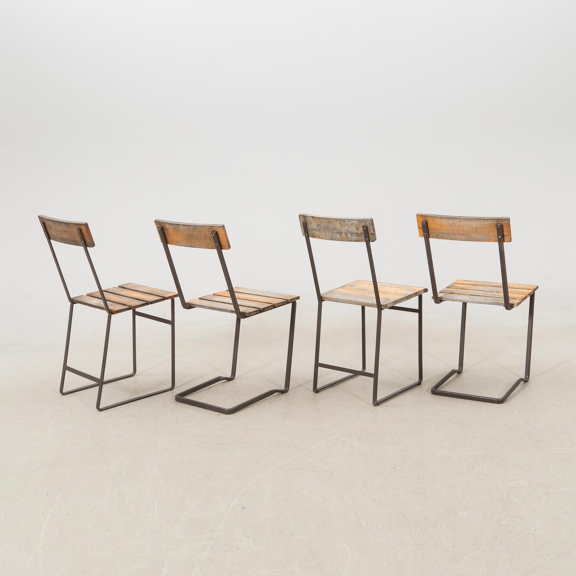 Garden furniture 5 pcs "Garden table 9A", "Garden chair 6" and "Garden chair 1" Grythyttan 1930s/40s.