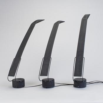 MARIO BARBAGLIA & MARCO COLOMBO, 3 table lamps, plastic, "Dove", Italiana Luce, late 20 th century.