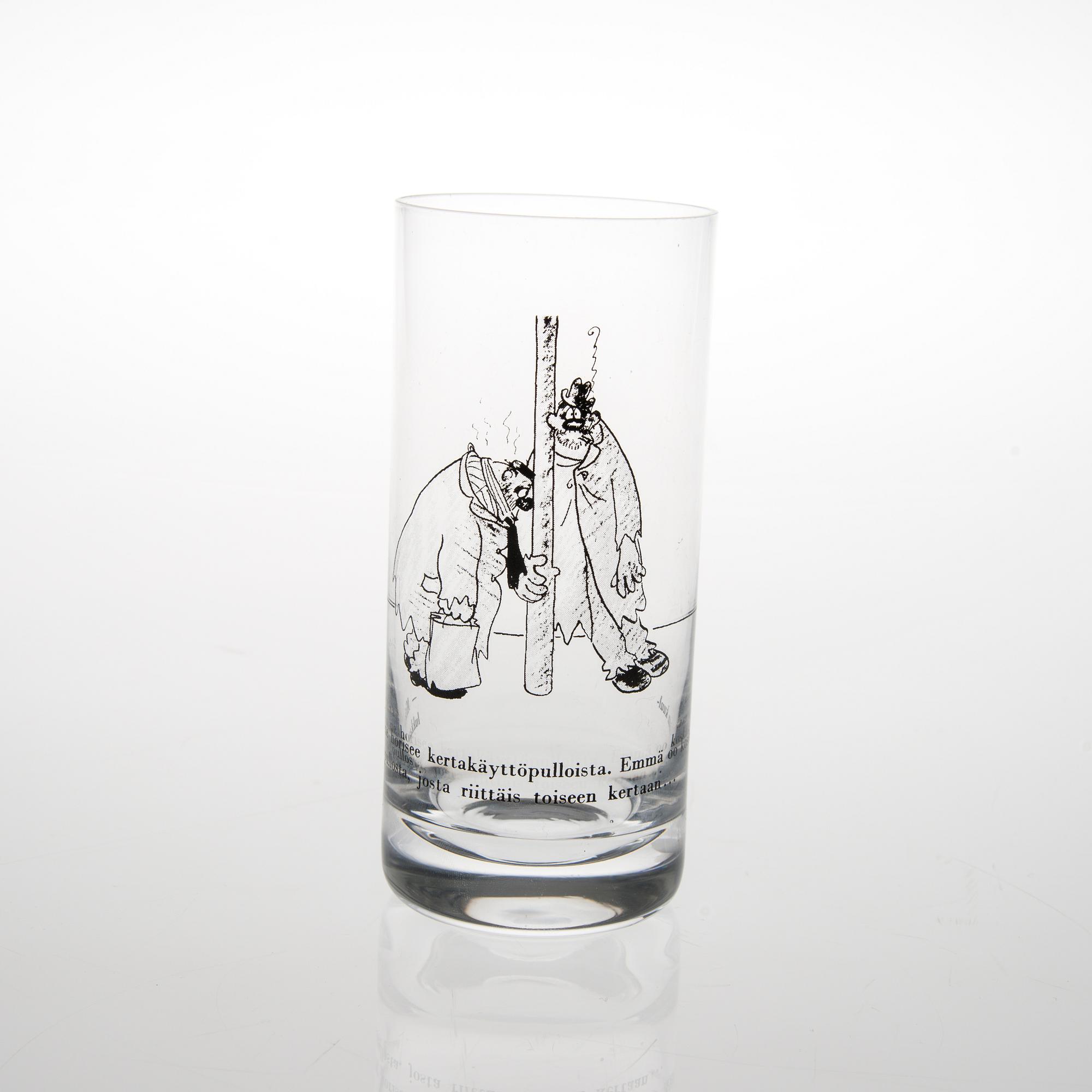 DRICKSGLAS, 6 st, med Kari Suomalainens skämtteckningar.
