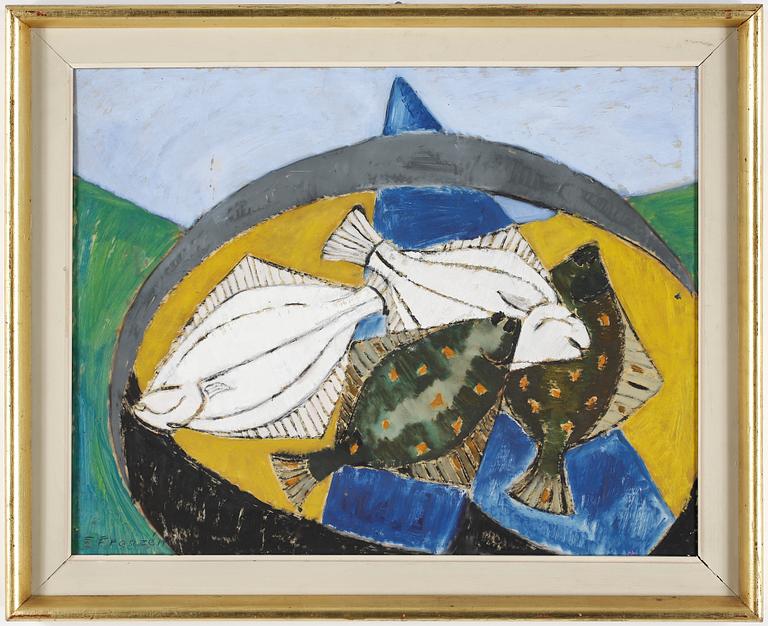 ELSA FRANZÉN, olja på pannå, signerad.