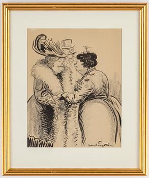 ALBERT ENGSTRÖM, ink drawings, 13, signed.
