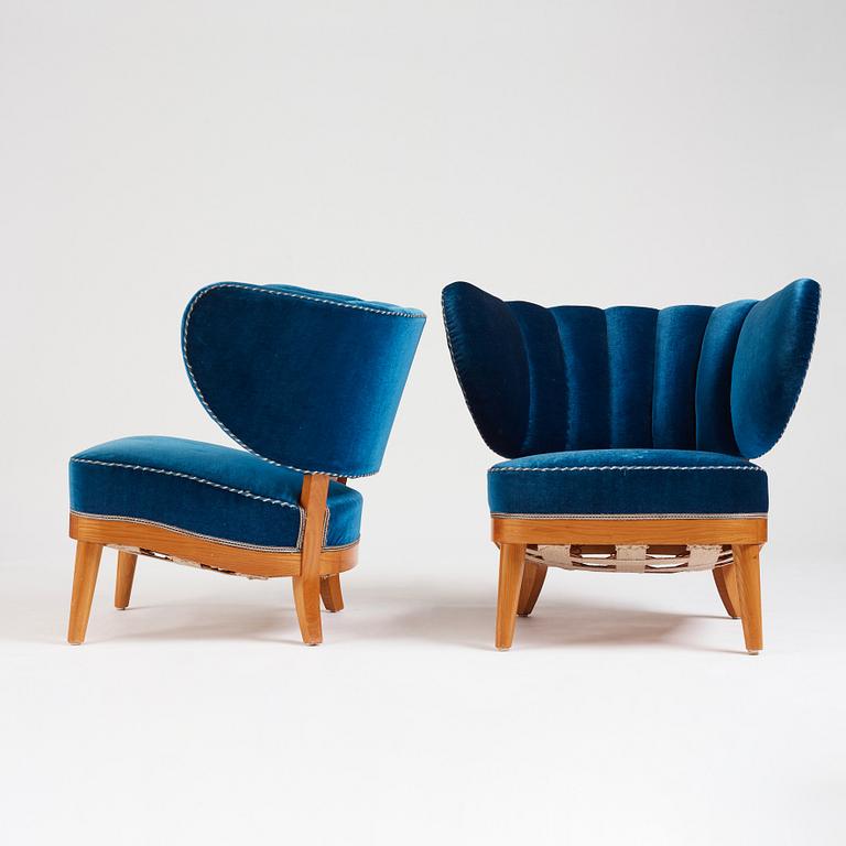 Otto Schulz, a pair of Swedish Modern easy chairs, Boet, Sweden 1940s.