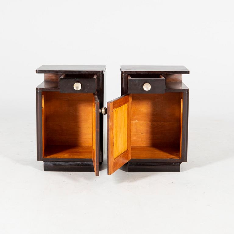 A piar of stained Art Deco bedside tables first half of the 20th century.