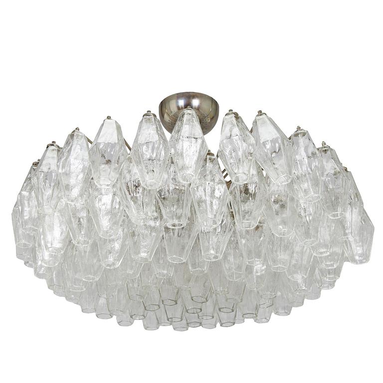Carlo Scarpa, A1960s 'Polyhedra' chandelier for Venini Murano Italy.