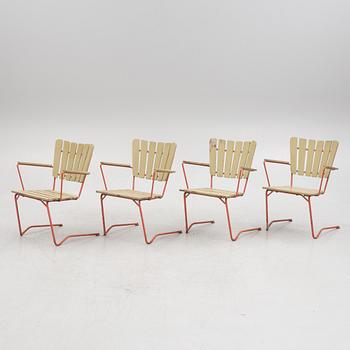 A set of four garden chairs, Arbrå stålmöbler, mid 20th century.