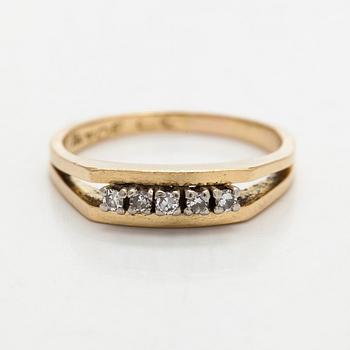 Sormus, 8/8-hiotut timantit, 14K kultaa.