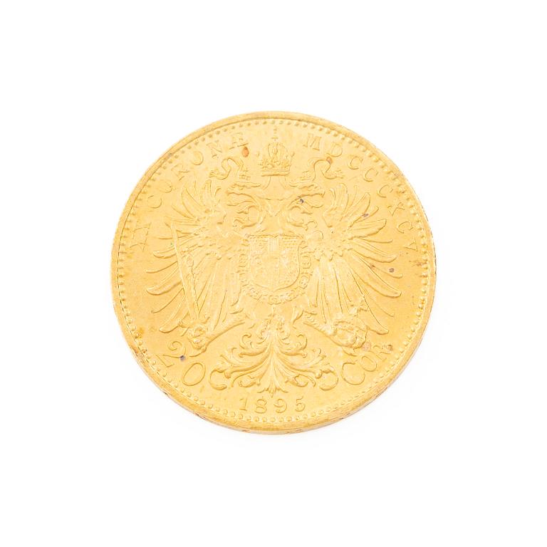 Guldmynt, Österrike-Ungern, 20 Corona, 1895.