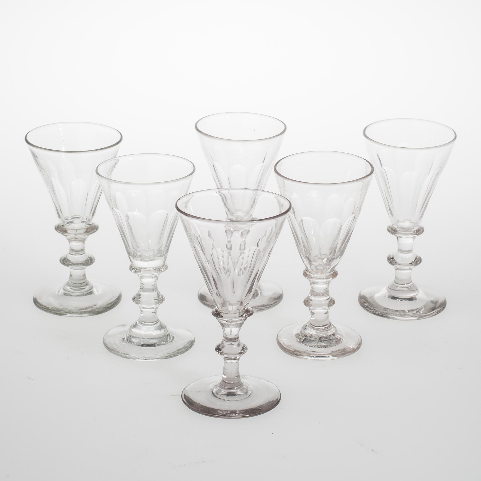 SPETSGLAS, 6 st, snarlika, ca 1900.