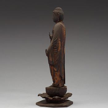 A wooden Japanese figure of Amida Buddha, Edo period, 19th Century.