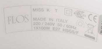 BORDSLAMPA, "Miss K", Philippe Starck, Flos, Italien.