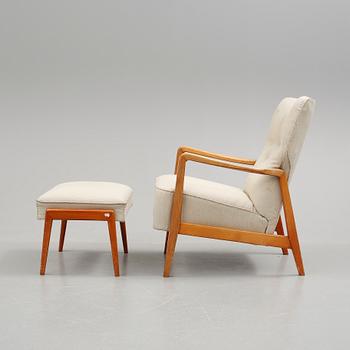 FÅTÖLJ MED FOTPALL, Dux, omkring 1900-talets mitt.