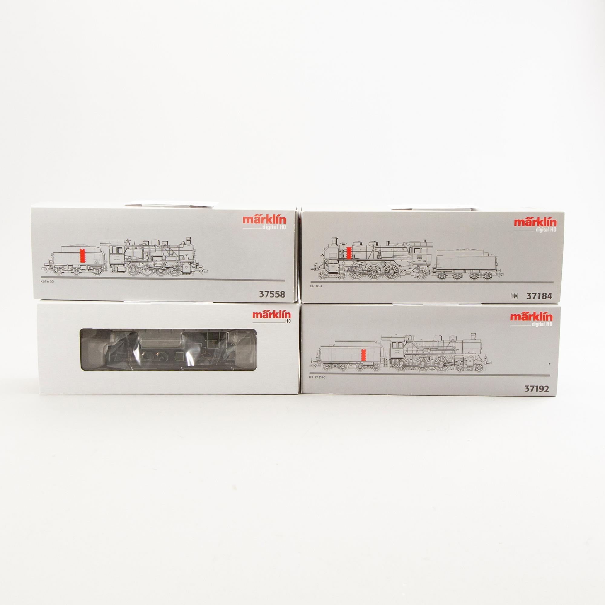 Märklin, 4 st ånglok, 37192, 37184, 37960 samt 37558, H0.