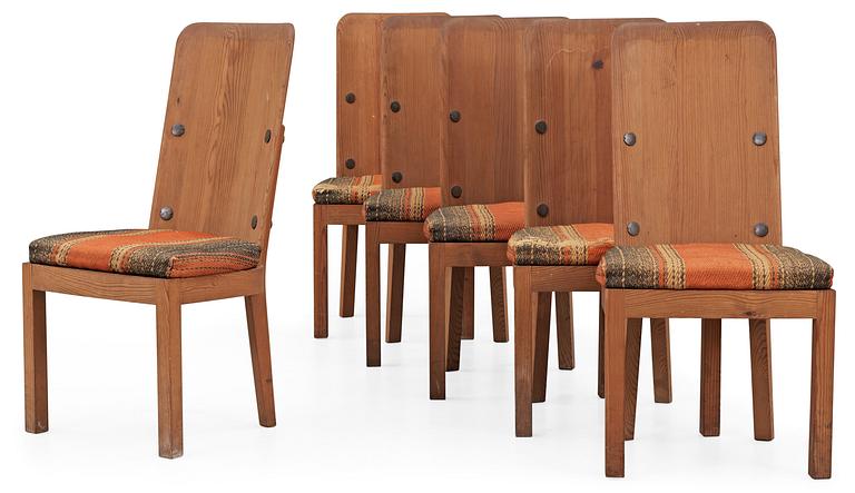 An Axel-Einar Hjorth set of 'Lovö' pine chairs by NK, Sweden 1930's.