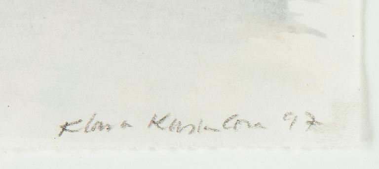 Klara Kristalova, signerad och daterad -97. Blandteknik på papper.