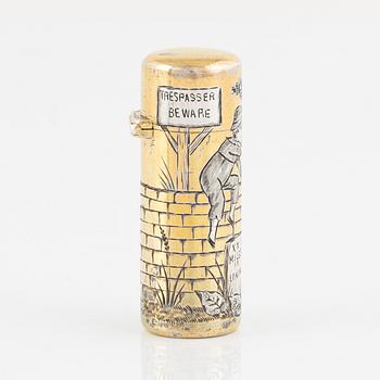 An English Parcel-Gilt Silver Perfume Bottle, mark of Sampson Mordan & Co, London 1883.