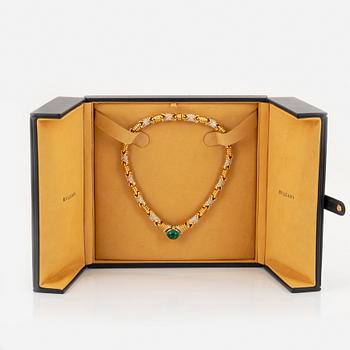 A Bulgari necklace set with a cabochon-cut emerald 12.51 cts according to engraving.
