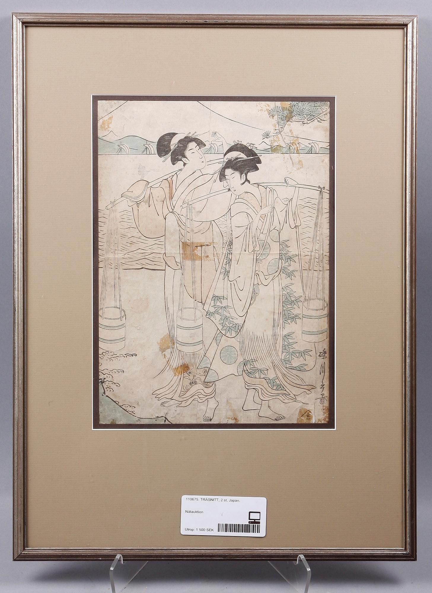 TRÄSNITT, 2 st, Japan, 1800/1900-tal.