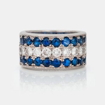 612. A sapphire and diamond ring.